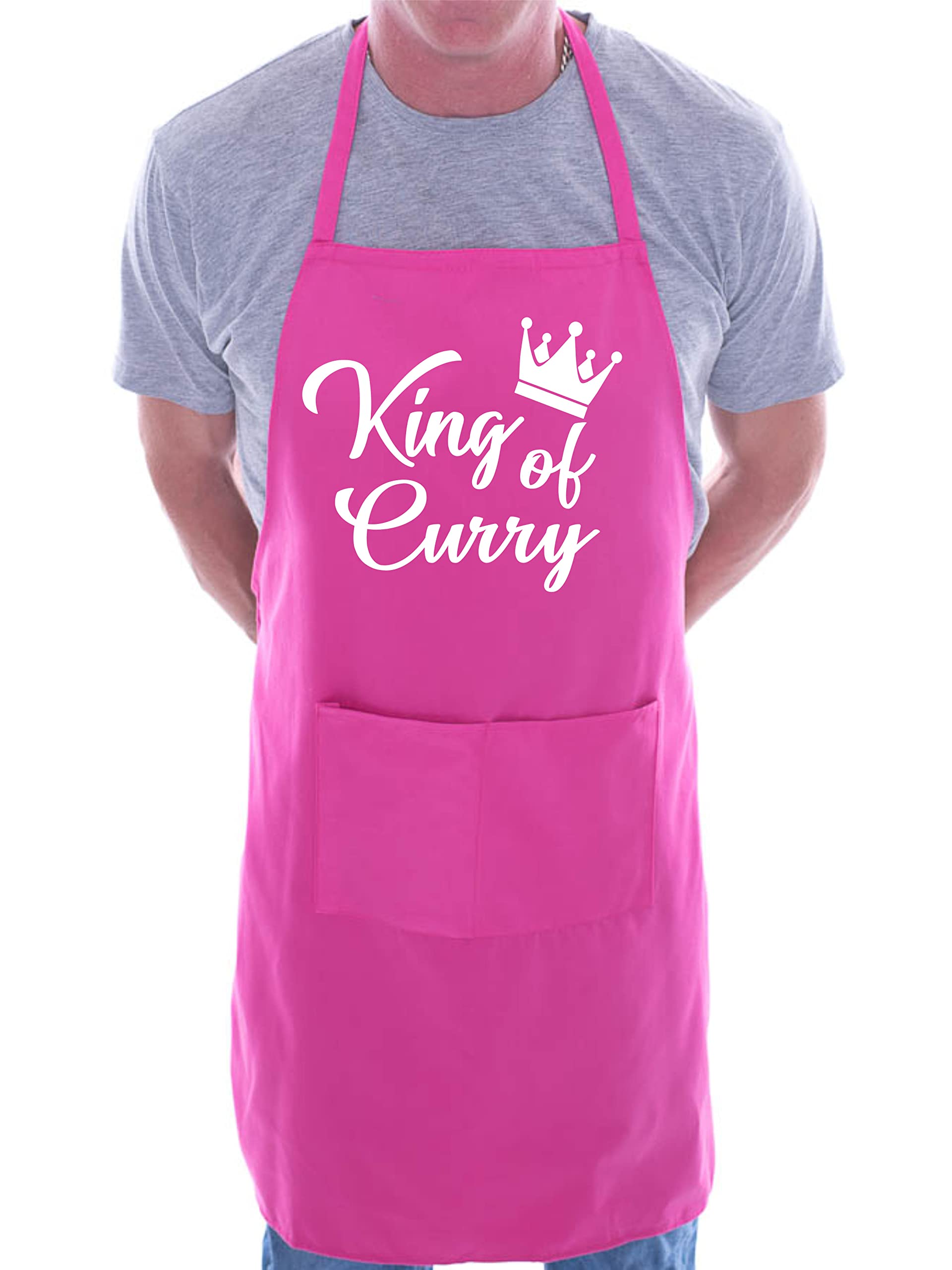Print4U King Of Curry Men's Funny Slogan Novelty Cooking BBQ Apron Pink
