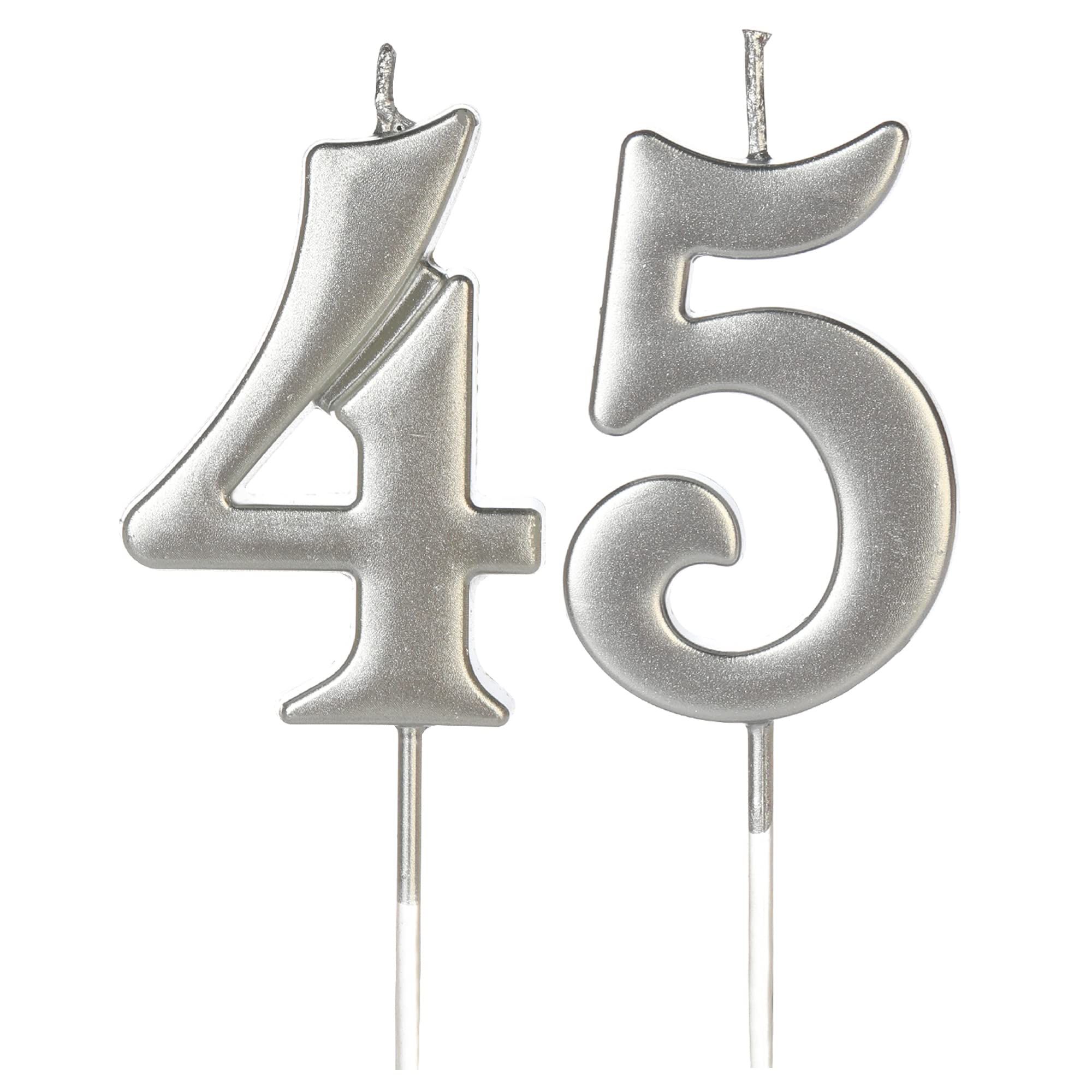Silver 45th & 54th Number Birthday Candles for Cake Topper, Number 45 54 Glitter Premium Candle Party Anniversary Celebration Decoration for Kids Women or Men