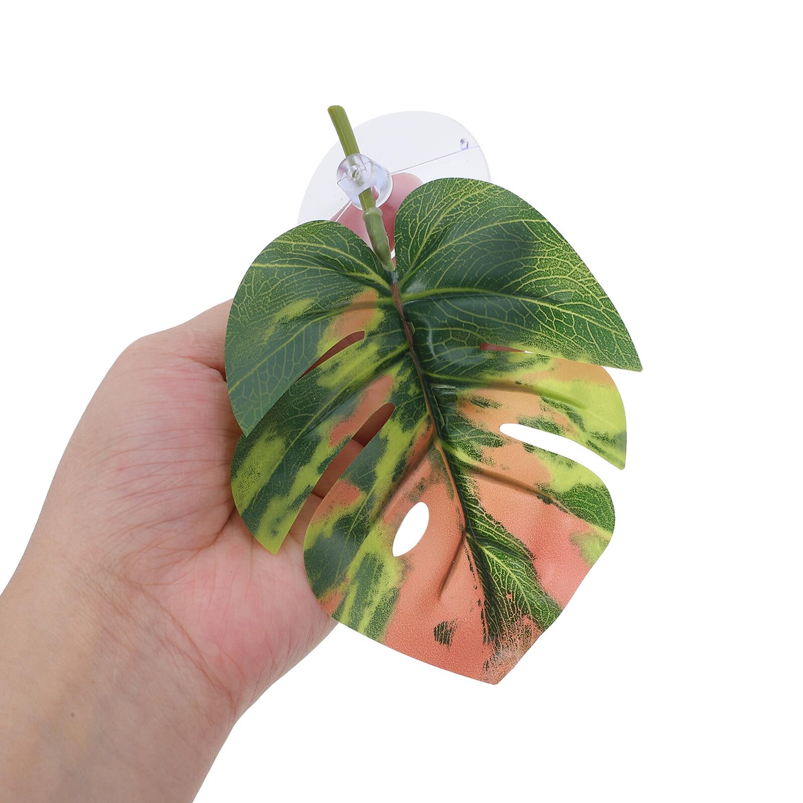 Plataformas de Descanso para Reptiles y Tortugas 6 Piezas de Hojas Artificiales con Ventosas, Decoración Realista para Terrarios, Accesorios para Acuarios de Tortugas, — view 4