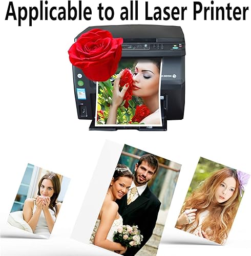Miniatura 7 de Papel fotográfico láser brillante 4R de 4 x 6 pulgadas, 157 gsm, 100 hojas, papel recubierto de doble cara de alta calidad para impresoras láser,