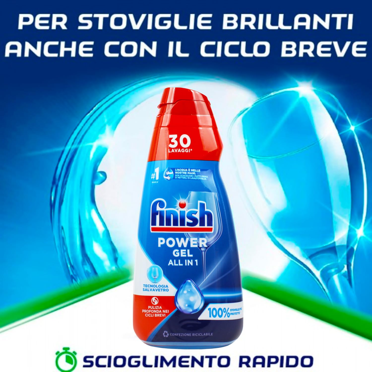 Gel lavastoviglie effetto brillante classico kit con Spugna Brandizzata SPESA & RISPARMIO Inclusa – Variazioni 4/8/12 Pezzi – 600 ml (8)