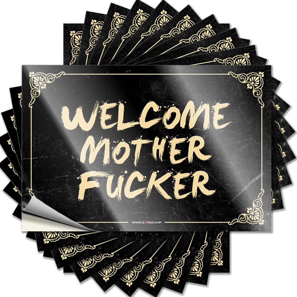Funny Stickers for Cars Welcome Mother Fucker Funny Sticker 10 Pcs Car Stickers Bar Accessories for Man Cave(6X9CM)
