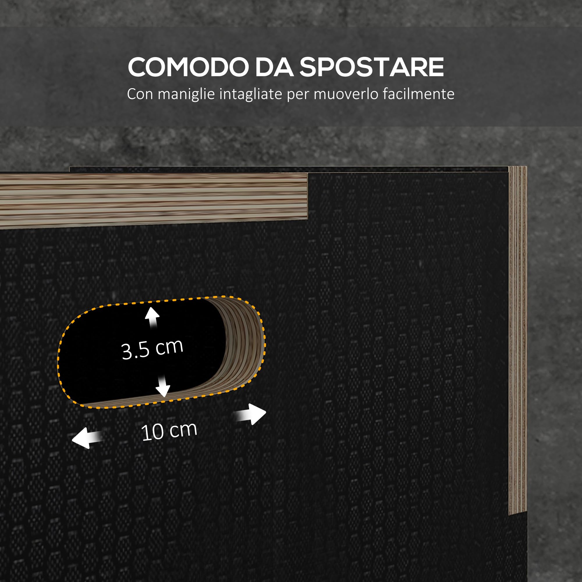 SPORTNOW Box Pliometrico 3 in 1 Plyo Box Legno Antiscivolo 3 Altezze Allenamento Casa Palestra Nero