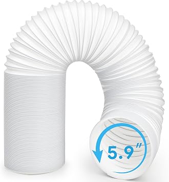 Portable Air Conditioner Hose, Asddage 5.9'' Diameter AC Exhaust Hose for Extension and Replacement, Anti-Clockwise & Length up to 80", Flexible & Heat Resistant Compatible with LG Delonghi and More