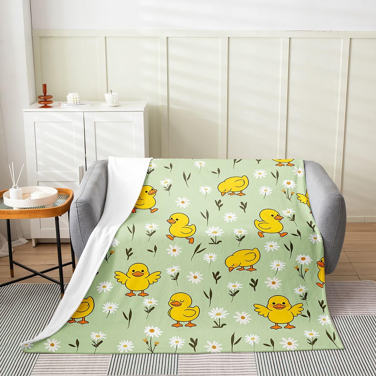 Couverture canard en flanelle Manfei plaid doux pour lit de chambre d'enfant