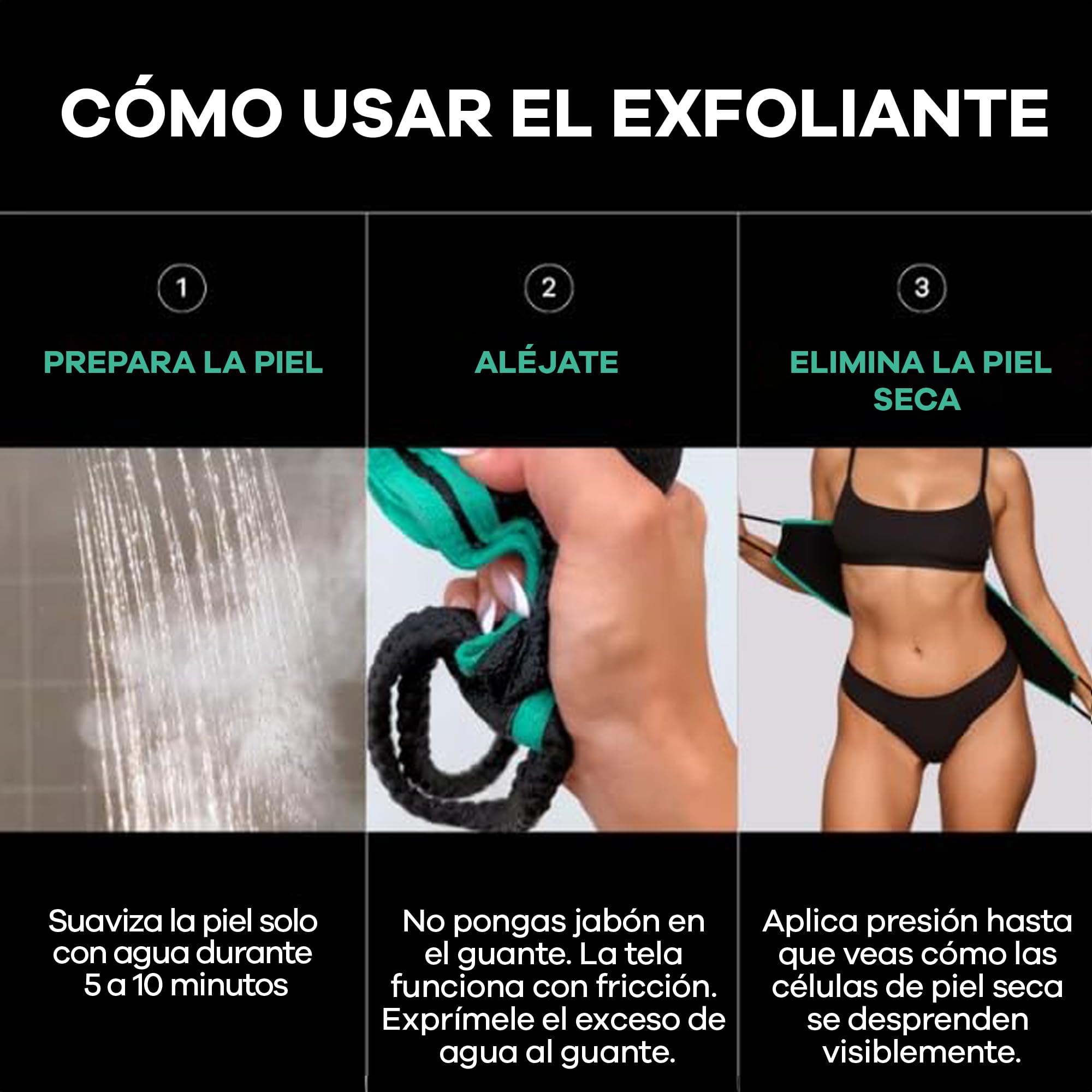Dermasuri Guante Exfoliante Espalda - Toalla Exfoliante Cuerpo de Doble Textura - Exfoliante Ducha Natural - Accesorio de Baño Reutilizable - Regalo Bienestar Mujeres y Hombres - 68 cm x 20 cm