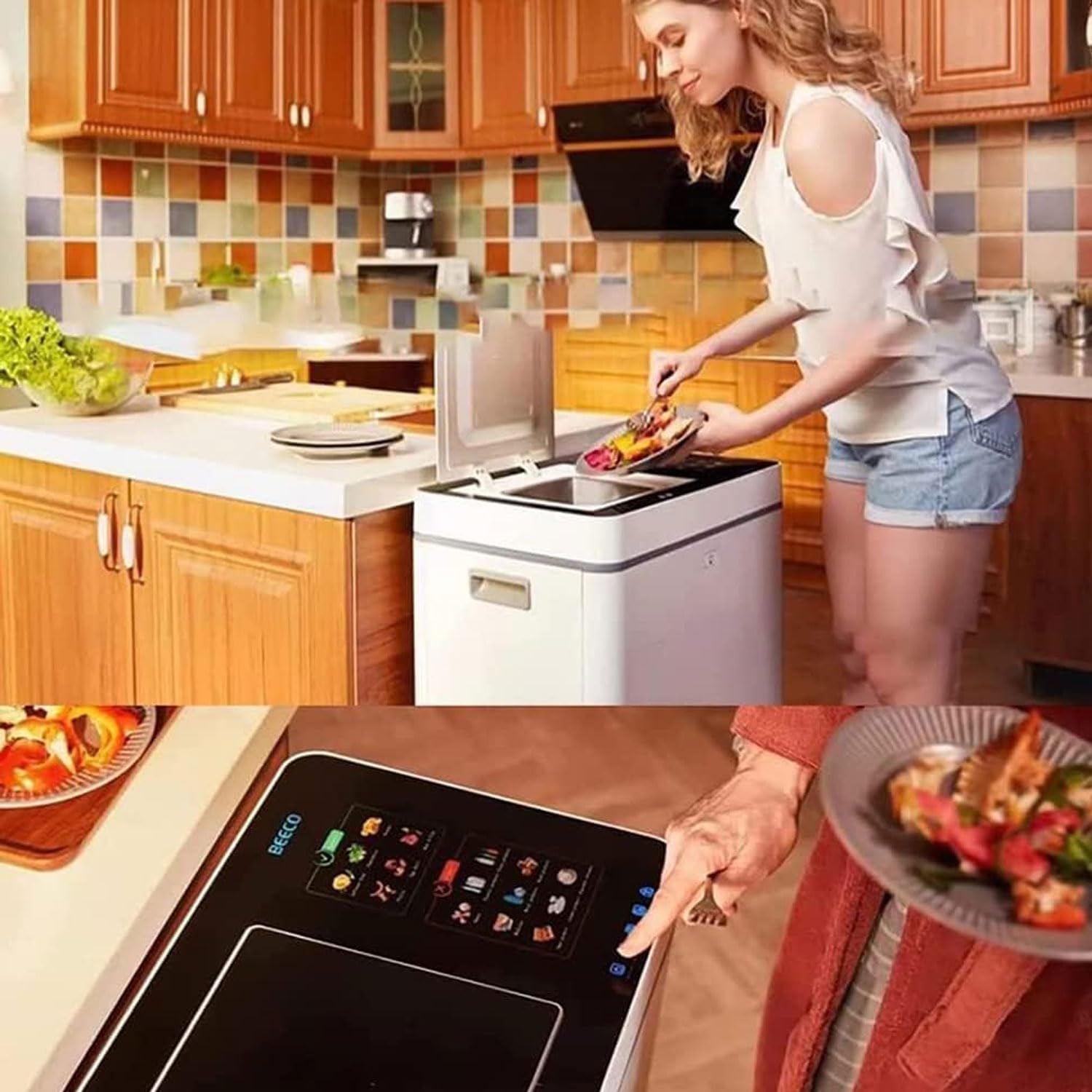 20-Liter-Komposter für Küchenabfälle, elektrischer Smart Food Cycler, intelligente Bluetooth/WLAN/App-Steuerung, geräuscharmer, automatisch laufender Komposter für Obst, Fleisch, Fisch, Suppe, Nudeln