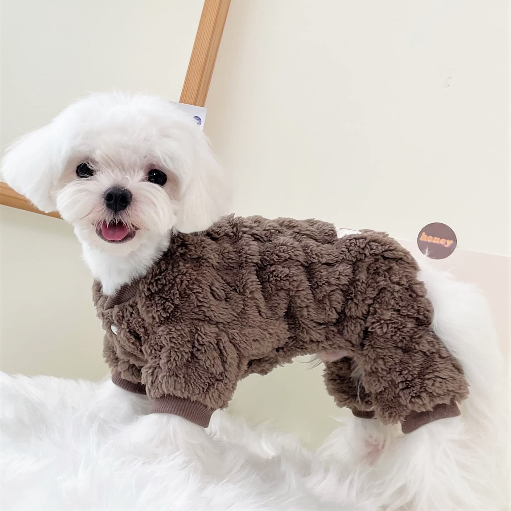 Plüsch-Pyjama Für Hunde & Katzen | 4-beiniger Overall Mit Knöpfen | Warm, Weich, Winterfest – In Blau