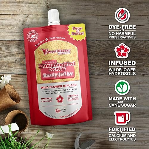 Miniatura 3 de Paquete de 2 néctar de colibrí, (8.4 onzas), listo para usar, fabricado en los Estados Unidos, prolonga la vida útil del néctar para comederos de
