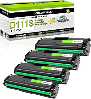 خرطوشة حبر بديلة متوافقة مع سامسونج 111S MLT-D111S من جرين سايكل بلون اسود متوافقة مع طابعة اكسبريس SL-M2020W اكسبرس SL-M2070W وSL-M2070FW 4PK