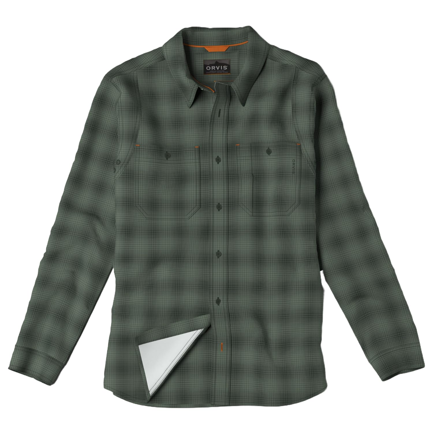 Orvis Tech Chambray Long Sleeve Men's Work Shirts - Lightweight Quick-Drying UPF 40 Chambray Fabric Casual Men's Shirts