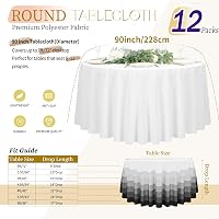 Teruntrue 12 fețe de masă rotunde albe, 90 inch, diametru 228 cm, poliester, lavabile, pentru nunți, banchete, evenimente și restaurante 2
