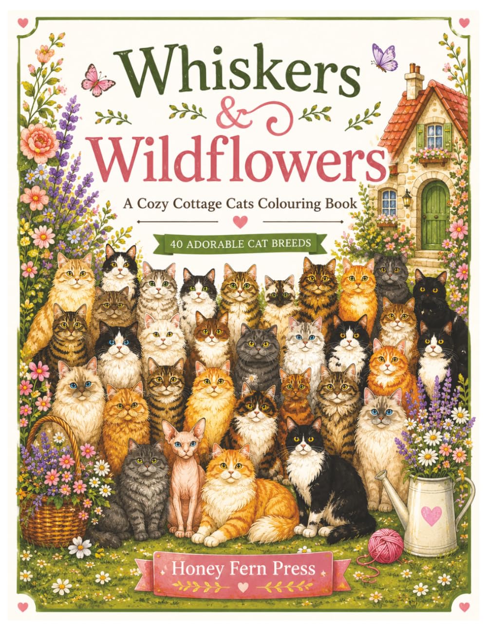 Whiskers & Wildflowers: A Cozy Cottage Cats Colouring Book.