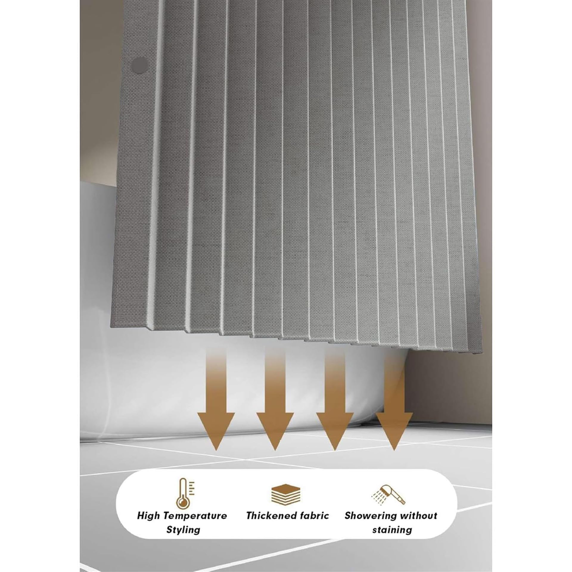 YIHANGG Imperméable Pliable Résistant Rideau de Douche avec Crochets, Sangle Magnétique Résistant aux éclaboussures, Anti-moisissure Lin Rideau de Douche pour Salle de Bain(W240 × H200cm,Gray)
