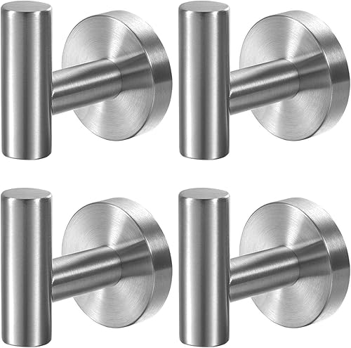 Ganchos para toallas de baño, paquete de 4 toalleros de montaje en pared, gancho negro mate para bata de pared, gancho de acero inoxidable disponible en Yaxa Venezuela