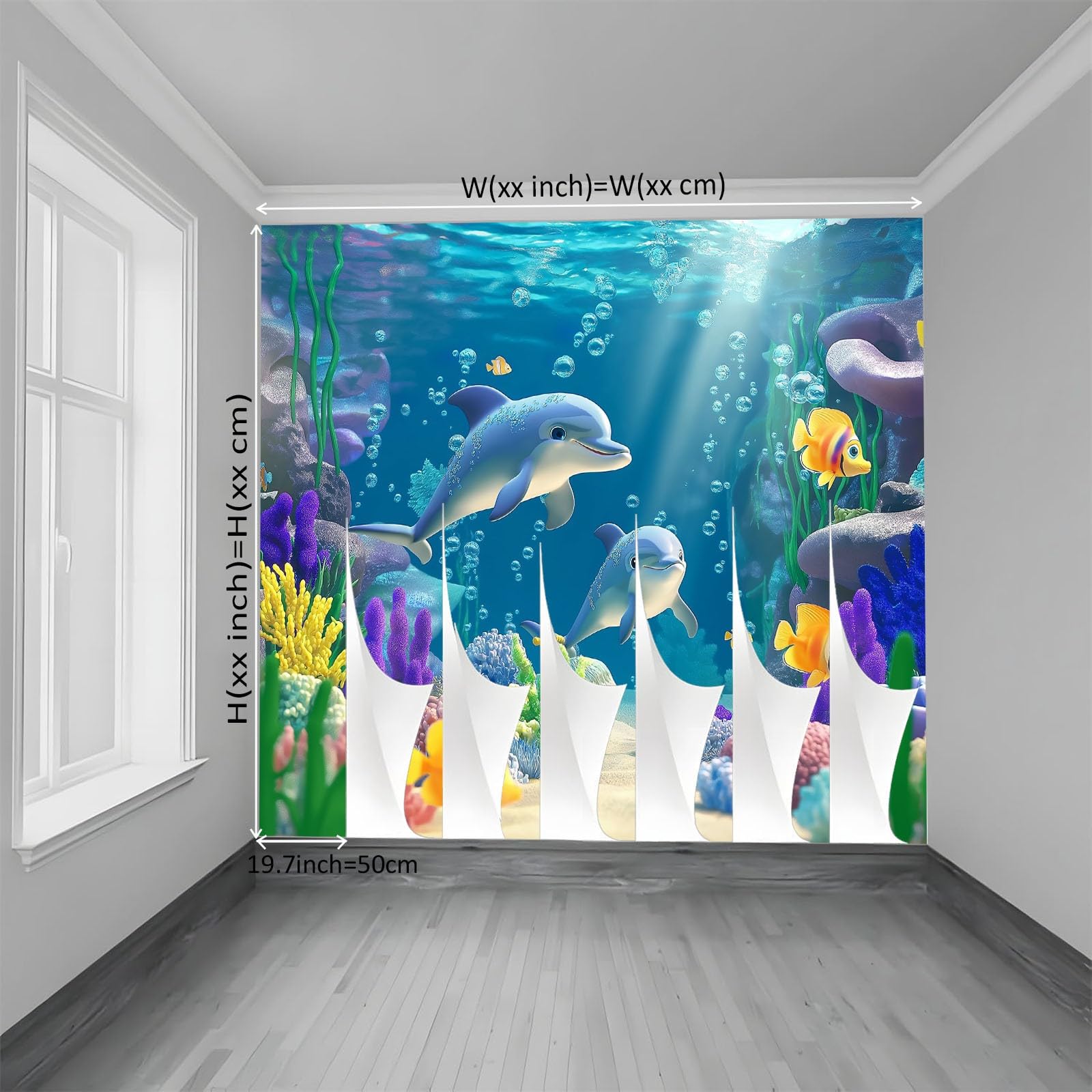 Fototapeta z włókniny, efekt 3D, 400 x 280 cm, film kreskówkowy, delfiny, rafy koralowe, obraz ścienny, krajobraz, tapeta na fizelinie, druk HD, nowoczesna tapeta ścienna, dekoracja ścienna, do salonu