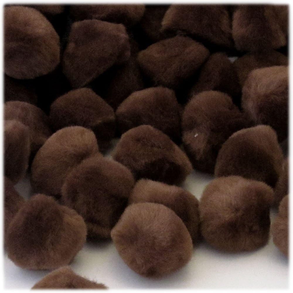 The Crafts Outlet 50-Piece Multi Purpose Pom Poms, Acrylic, 38mm/About 1.5-inch, Round, Coffee Brown