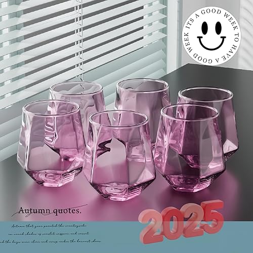 Miniatura 26 de Juego de 4 copas de vino sin tallo, cristalería iridiscente de 10 onzas, modernos vasos de colores arcoíris para vino tinto, borbón, cócteles, 4pcs