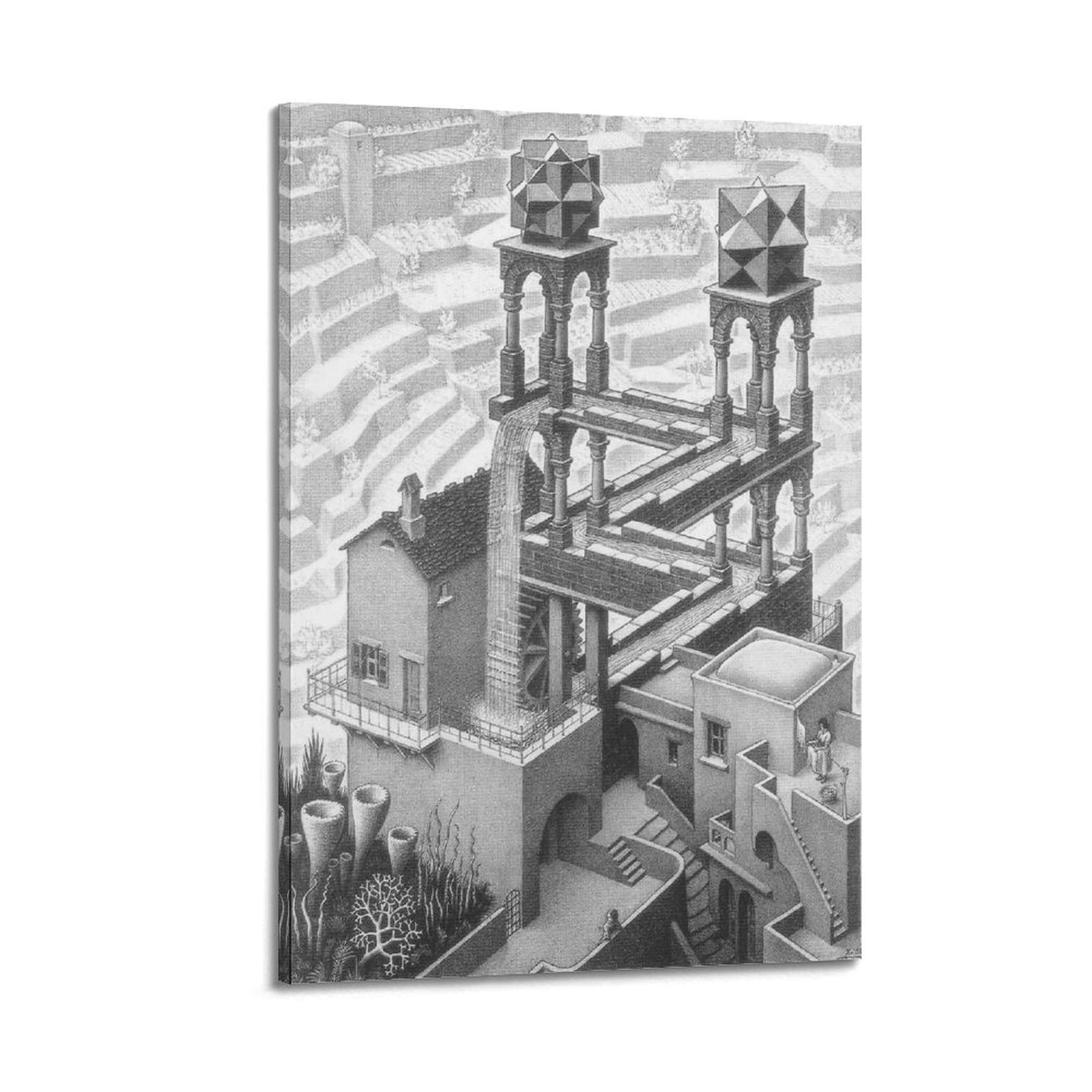 JAHER M.C. Escher Paintings Artworks - (The Palace) Posters Art Canvas Painting Decor Wall Print Photo Gifts Home Modern Decoratives 12x18inch(30x45cm)