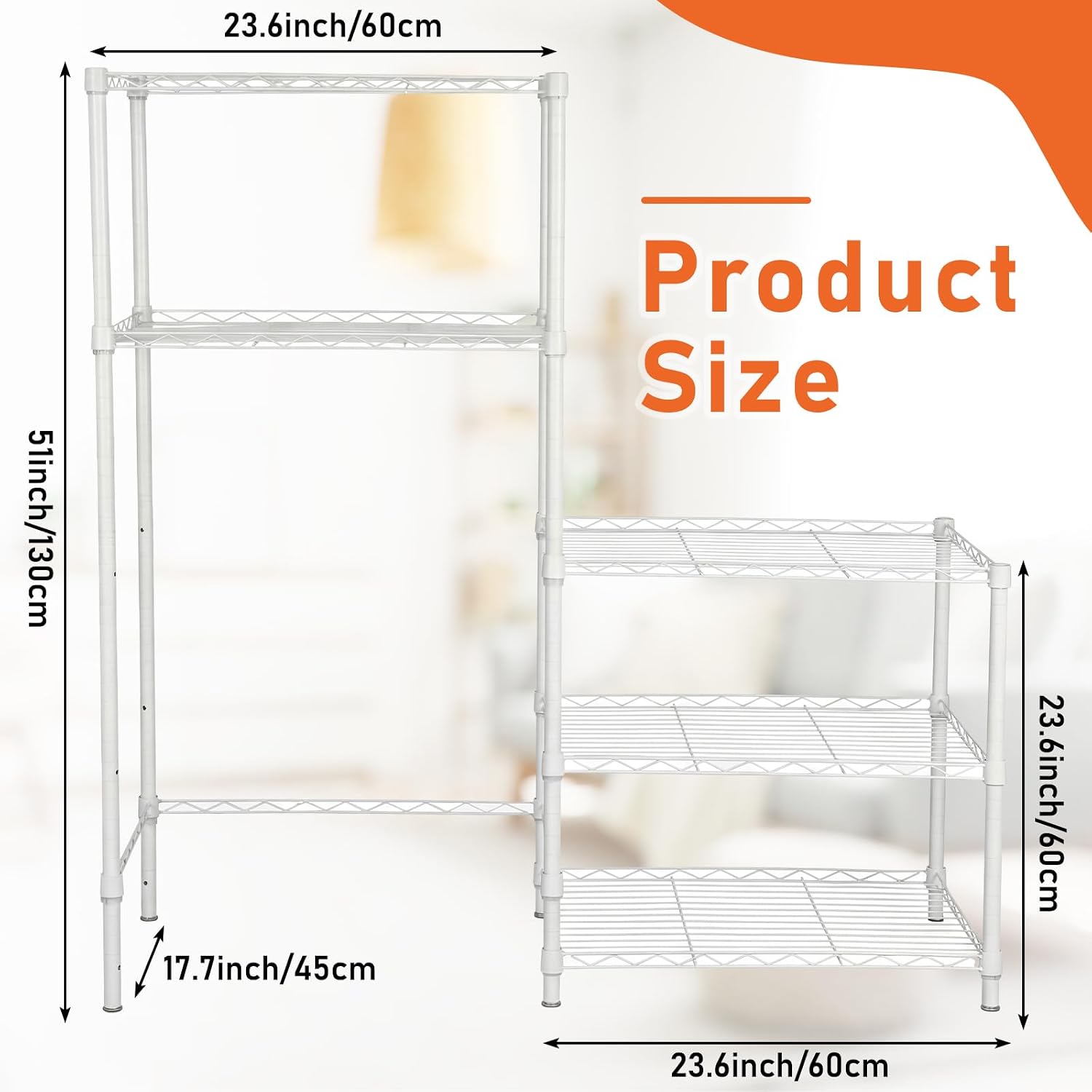 Threehoney Mini Fridge Shelf Stand with Metal Storage 3 Shelf Add on Standard for Dorm Microwave Stand Over Mini Fridge Storage Adjustable Height Organizer for College Rooms Kitchen (White)