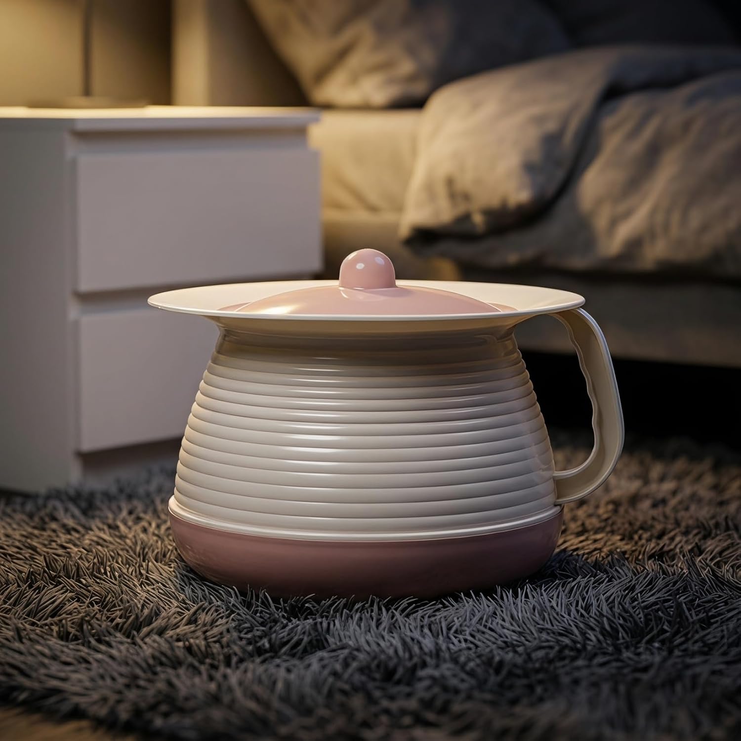 Portable Pink Spittoon with Lid, 8.26 x 7.28 x 5.51 Inches