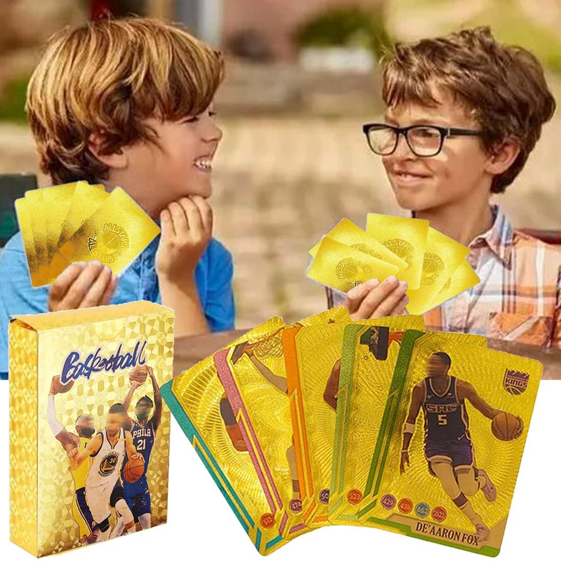 Golden Basketball Trading Cards, Pack of 55 Basketball Star Cards, Basketball Trading Cards, Favourite for Children, Teenagers and Adult Fans