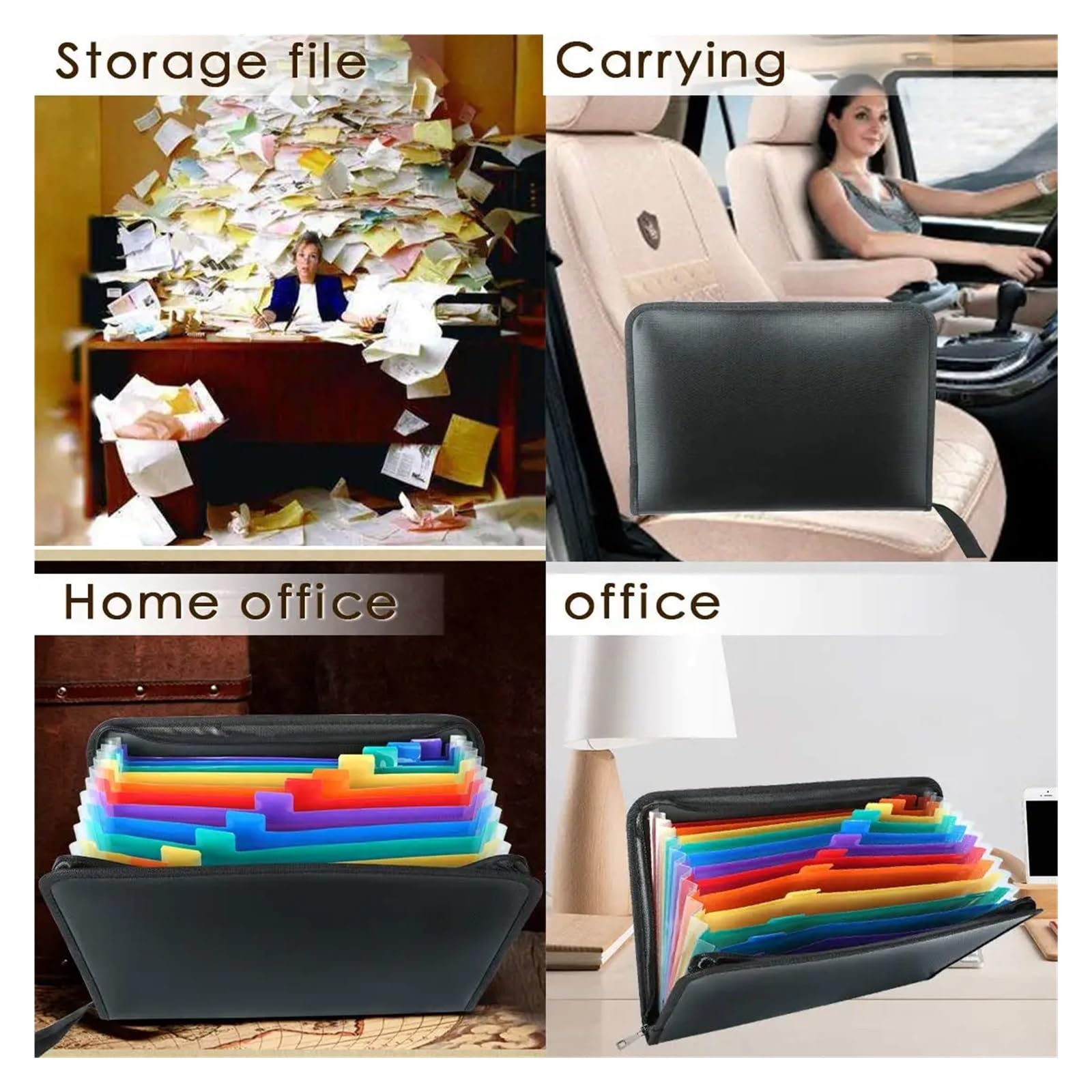 Cartella portadocumenti espandibile A4 impermeabile, borsa portatile, cartella a fisarmonica con 12 tasche multicolori