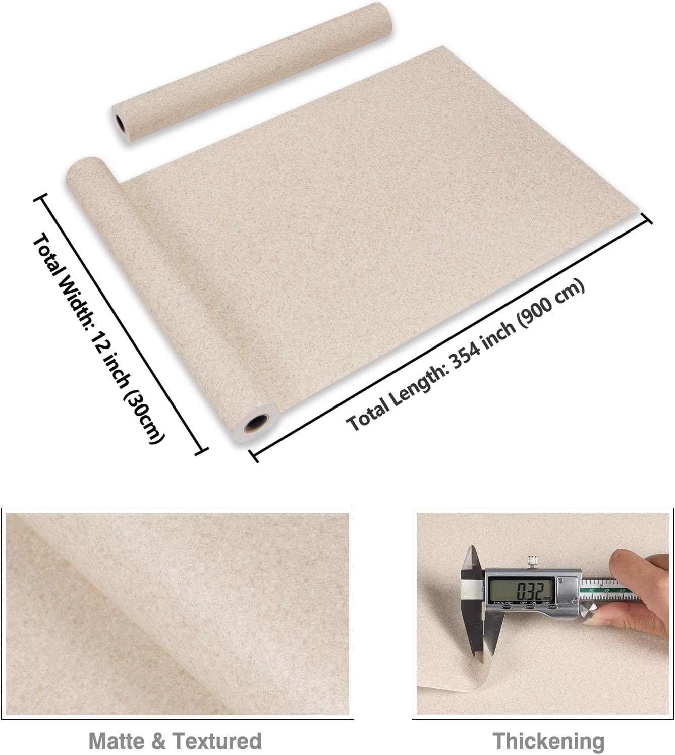 CRE8TIVE Cream Beige Granite Countertop Contact Paper Marble Wallpaper for Bathroom Kitchen Counter Top Peel and Stick Waterproof Vinyl Wrap 12"x354" Speckled Terrazzo Contact Paper for Cabinets Walls