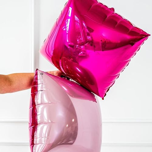Miniatura 4 de Hot Pink and Rose Double Sided Square Foil Balloons Wall,19 Inches Pink Metallic Foil Balloons Tunnel Arch Kit for Girls
