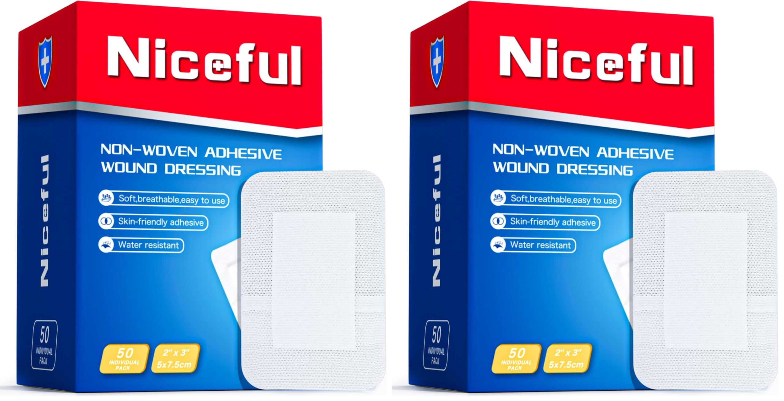 Niceful Adhesive Gauze Bandages 2"x3", 50Pcs — Amazon image 11