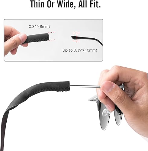 Miniatura 3 de MoKo Retenedor de lentes de neopreno (paquete de 2) de ajuste universal, retenedor de lentes de sol deportivos sin cola, correa de gafas de sol de