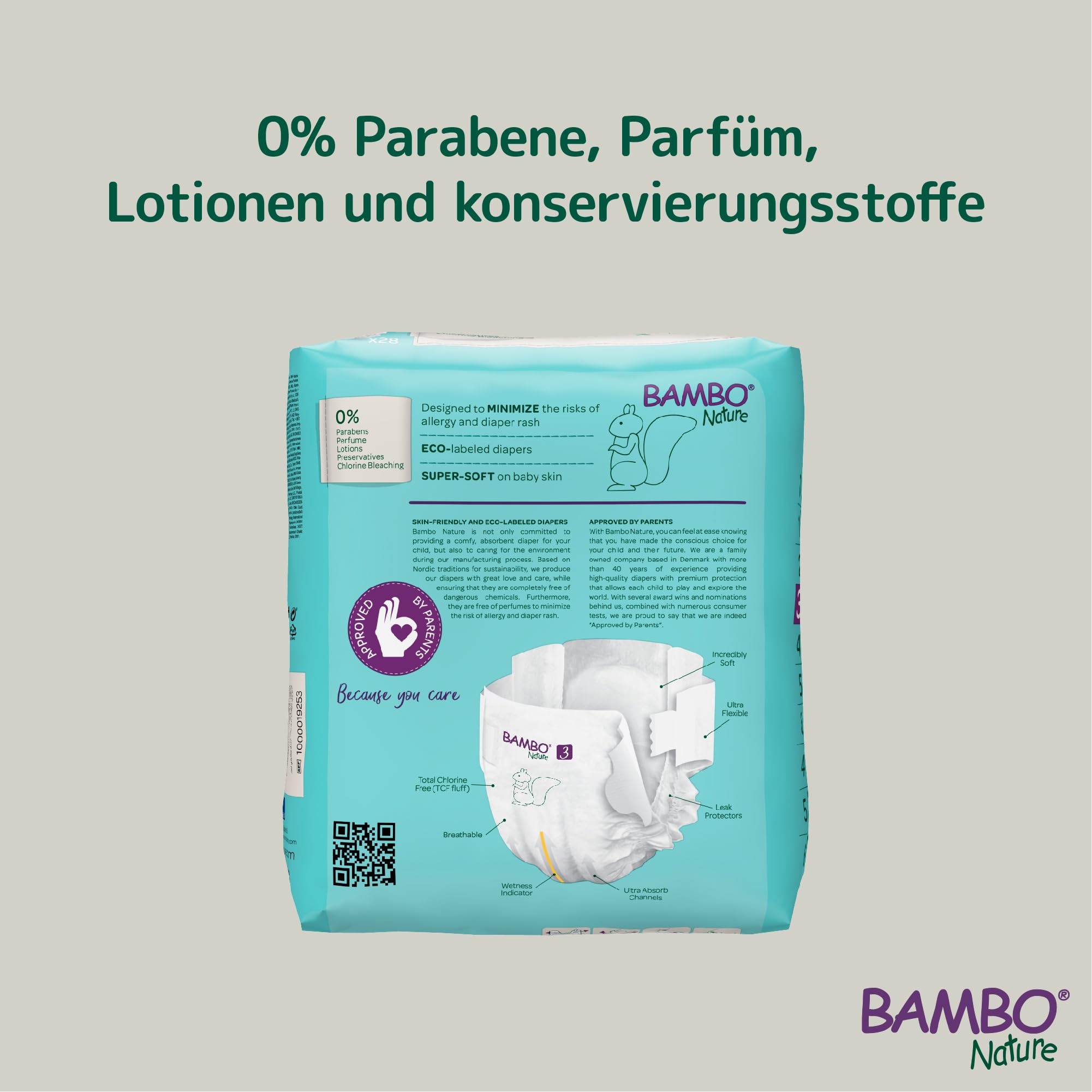 Bambo Nature Baby Windeln Größe 3 (4-8kg) 168 St. Monatsbox | Premium Diapers mit verbesserter Auslaufsicherheit | Ultimativer Komfort & Freiheit für aktive Kinder | Dermatologisch getestete Nappies