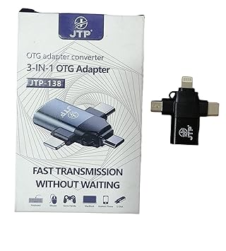 CARE CASE JTP 3 in 1 OTG Adapter,USB c to USB Adapter,Light- ning to USB c Adapter,Micro USB to USB Adapter,Versatile USB C OTG, Support Card Reader, Keyboard & Mouse,USB c to USB Adapter.(JTP 138)