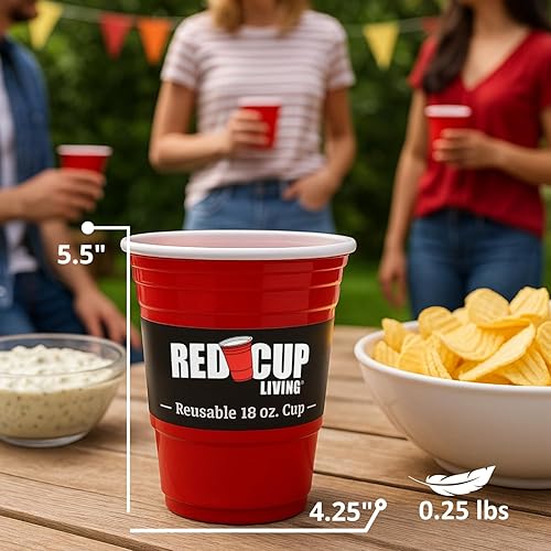Miniatura 5 de Vaso de vidrio rojo para fiesta de 18 onzas, vasos irrompibles ideales para adultos, suministros reutilizables para bebidas, cumpleaños,