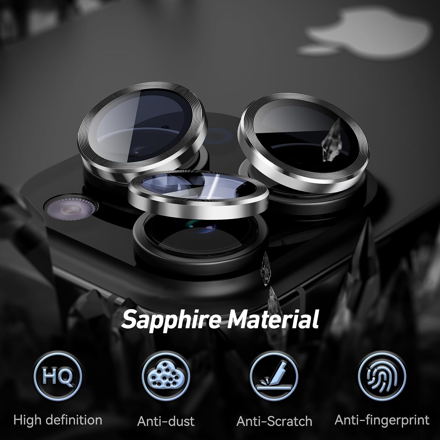 Jeluse Camera Lens Protector for iPhone 17 Pro Max/17 Pro/16 Pro Max/16 Pro/15 Pro Max/15 Pro/14 Pro Max/14 Pro, 9H Tempered Glass Screen Protector Cover Alignment Kit Metal Individual Ring image 5