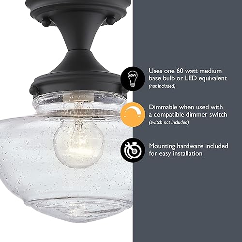 Miniatura 4 de Design House 587444 - Lámpara de techo semiempotrada moderna vintage de casa de campo para interiores, regulable, con cristal transparente para