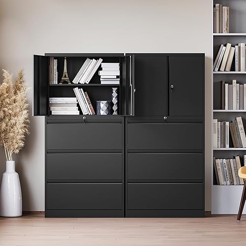 Miniatura 4 de Armario de archivo, gabinete de metal para oficina en casa, gabinete de almacenamiento de metal con estante ajustable y cajones, archivadores para