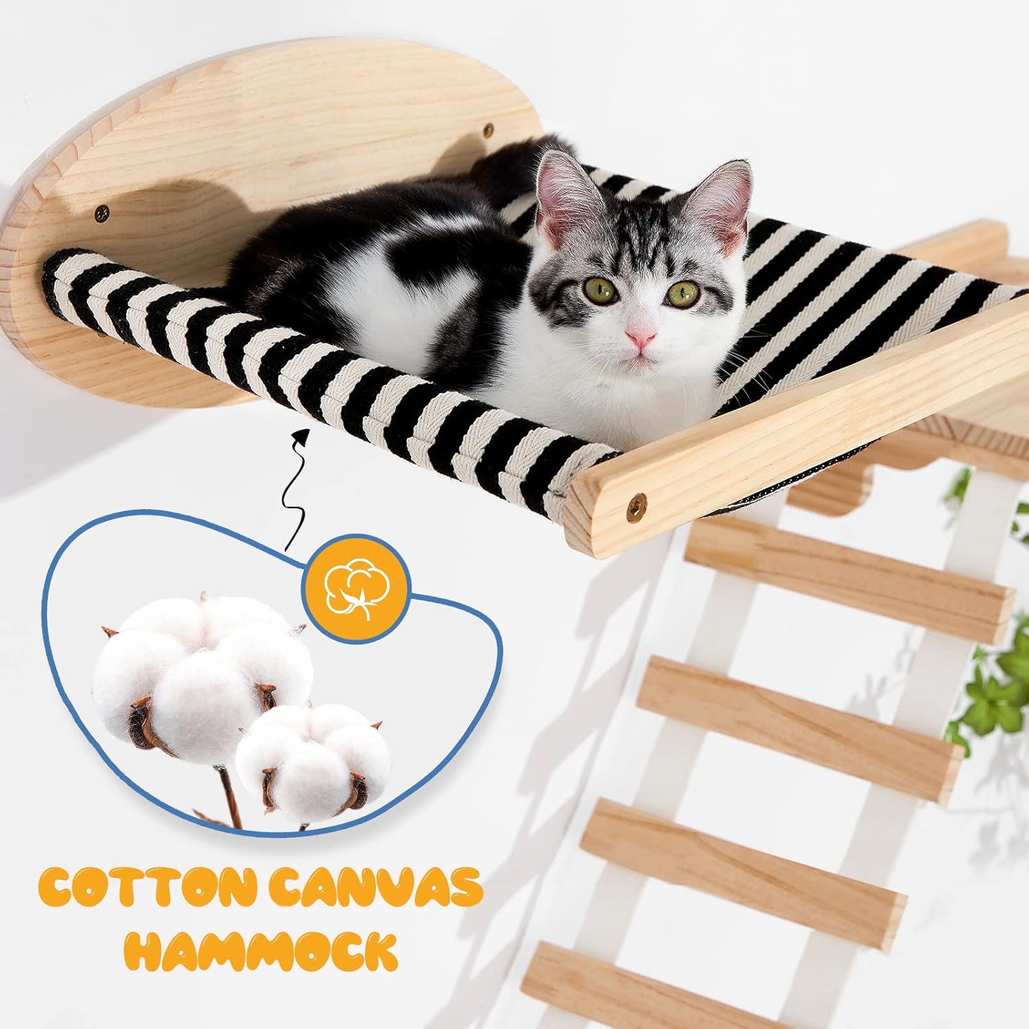 Cat Wall Shelves Scratching Bridge - Wall Mounted Shelves Floating Perches Scratcher Cat Bed Bridge Climber Hanging Stairs Holder for Indoor Cats Exercise