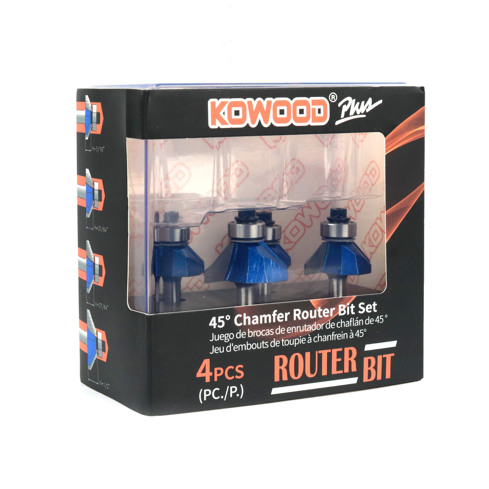KOWOOD Router Bit Set - 45 Degree Chamfer -6 KOWOOD Router Bit Set - 45 Degree Chamfer -6