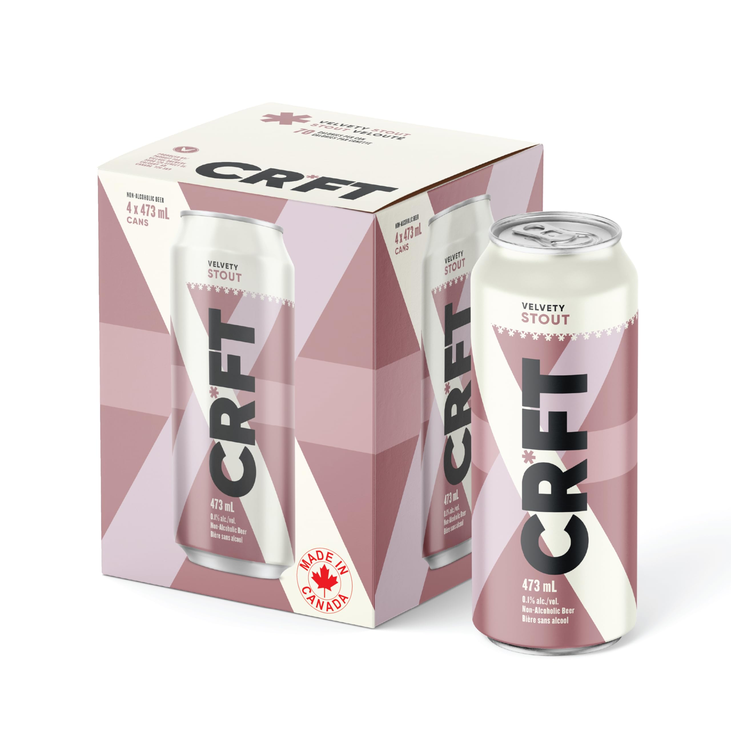 CRFT Velvety Stout Non-Alcholic Craft Beer 4x473mL Low Cal Low Carb