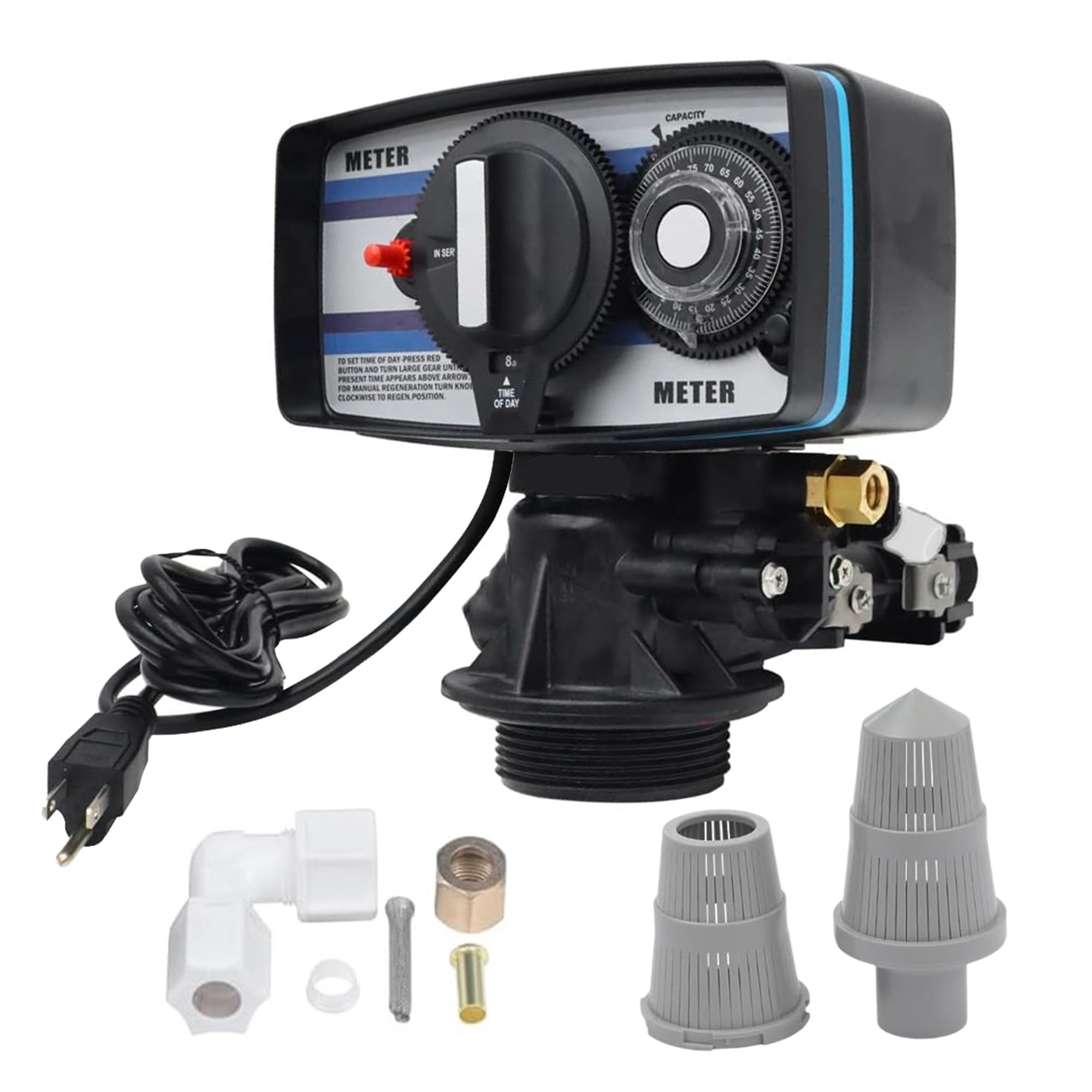 Flow Type Water Softener Control Valve, 5600 Water Softener System Filter Control Head, 110V Water Softener Timer for Water Filter Softener Resin Tank 8”-14” Water Treatment System