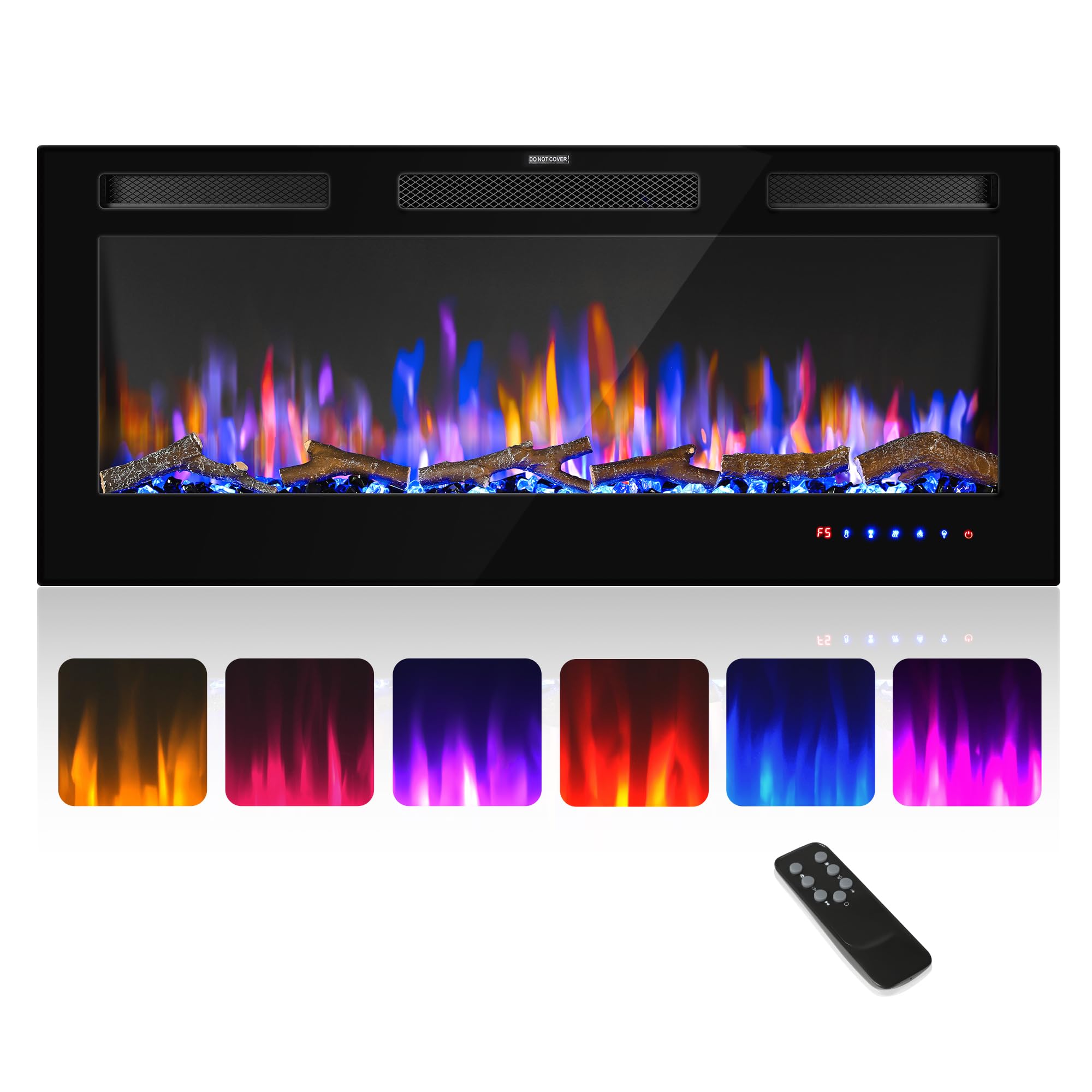42" Electric Fireplace Inserts - Recessed Fire Place and Wall Fireplace Heater, Indoor Wall Mounted Faux Floating Fireplace with Remote Control, Adjustable Flame Color and Brightness, 750 | 1500W