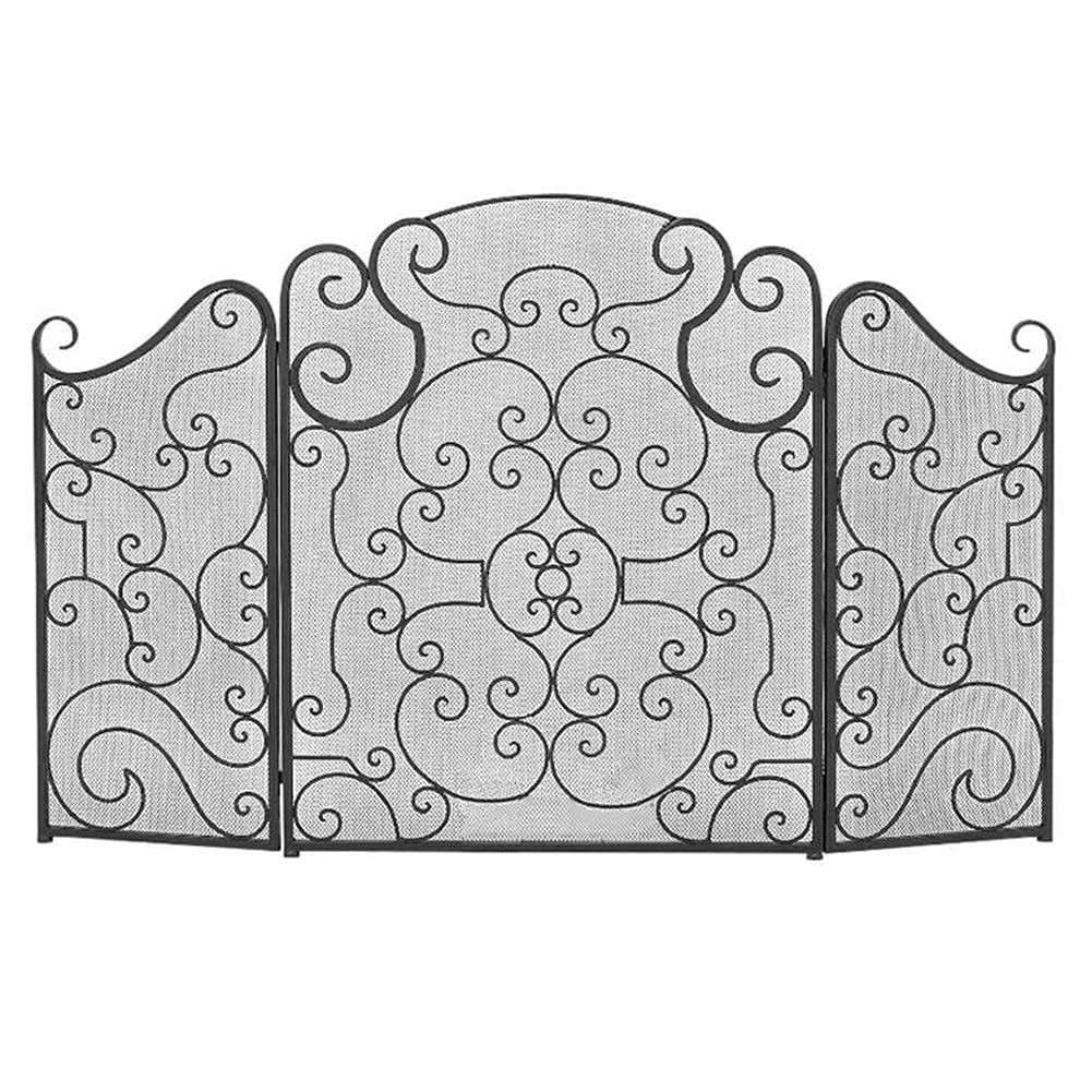 Protection Contre Les étincelles pour cheminées - Écran de cheminée Noir Classique, clôture de cheminée en Fer forgé pour protéger bébé et Tapis, avec Couverture en Maille Anti-étincelles The New