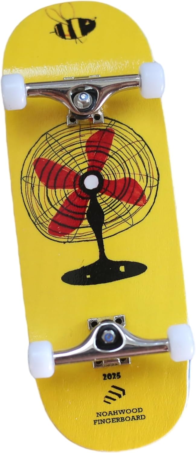 2025 Noahwood 15s PRO Fingerboard Complete (5-Layer Colour Maple Wooden Pro Concave 35 x 98mm Handmade Deck + 34mm Prince 3G Silver Truck + Crown White Wheels iii) Fan