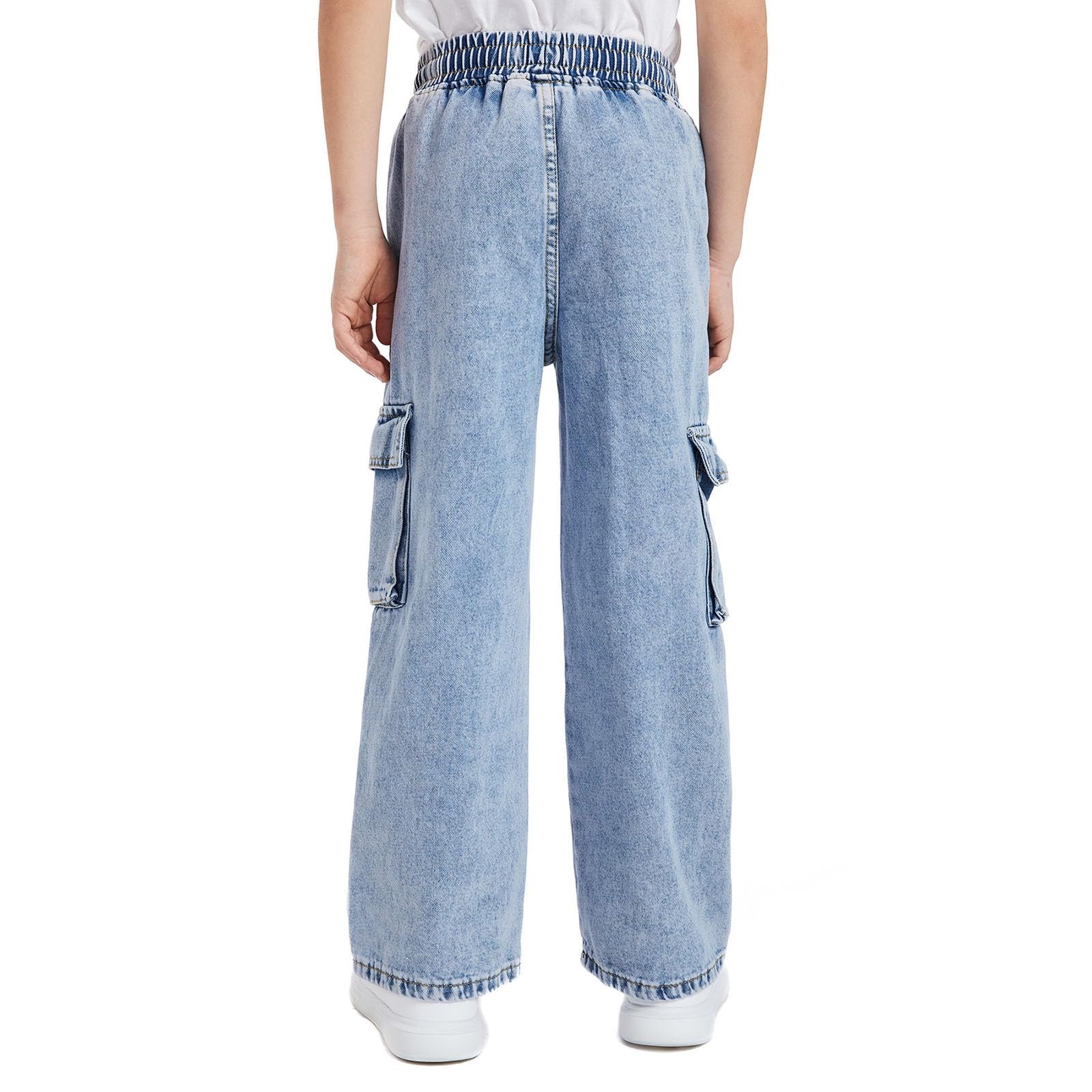 Genérico Vaqueros Niño - Pantalones Cargo Jogger De Corte Relajado para Adolescentes Cintura Elástica con Cordón Pantalones Vaqueros Informales De Calle