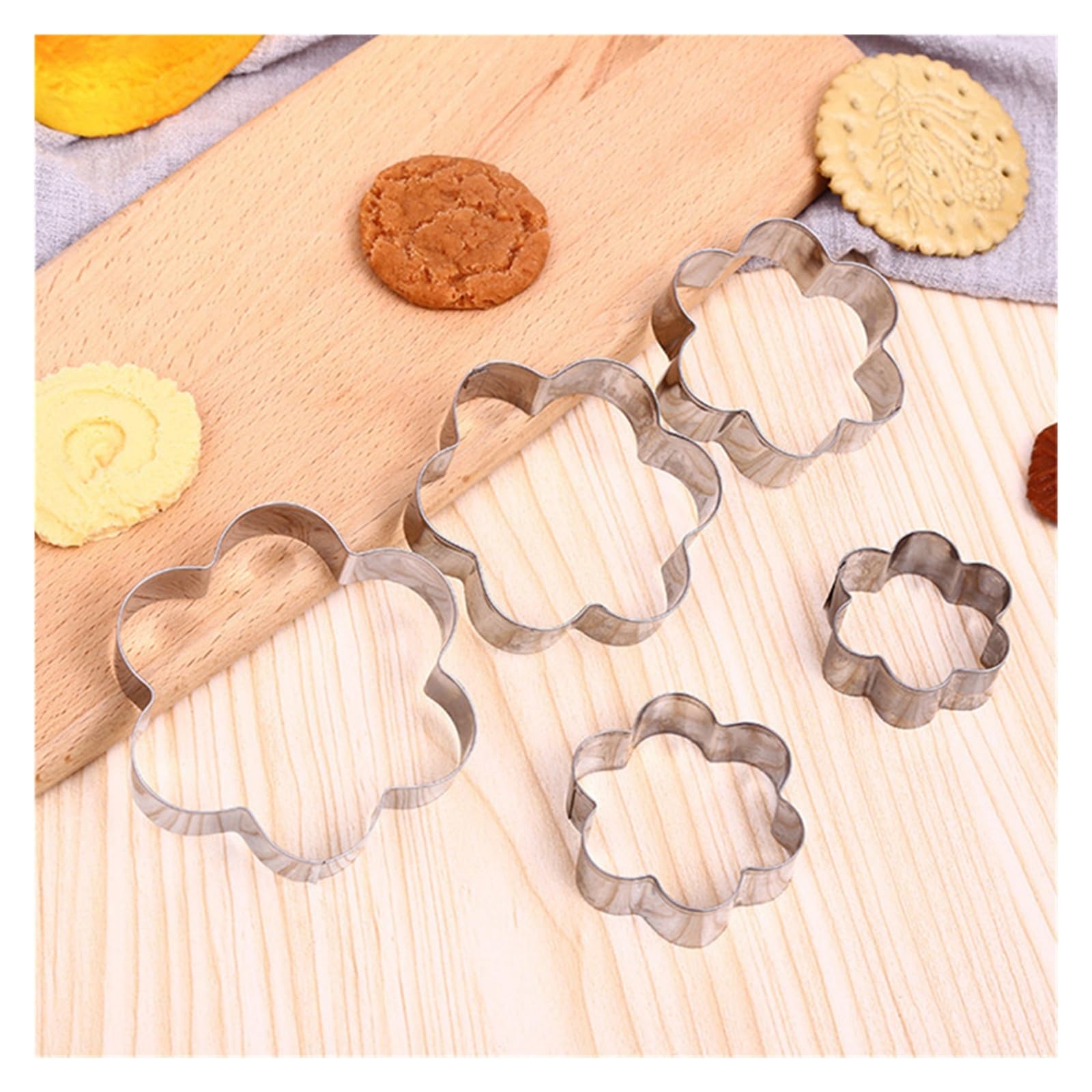 5 pièces/ensemble en acier inoxydable fleur de prunier emporte-pièce moules Sugarcraf décoration gâteau outils Biscuit moule outils de décoration de noël
