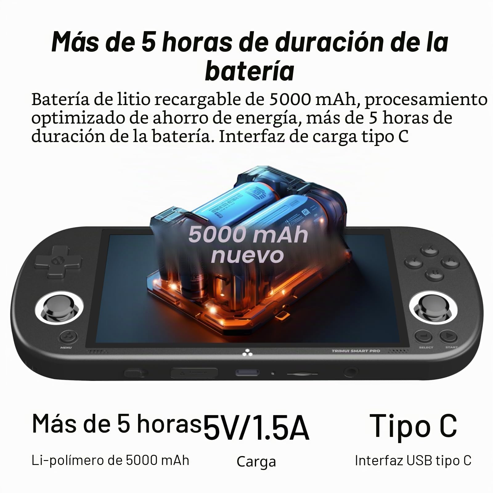 Trimui Smart Pro - Consola de juegos portátil de 12.6 cm, sistema Linux, procesador A133P, tarjeta SD de 128G, compatible con WiFi, multijugador, batalla en línea (negro)