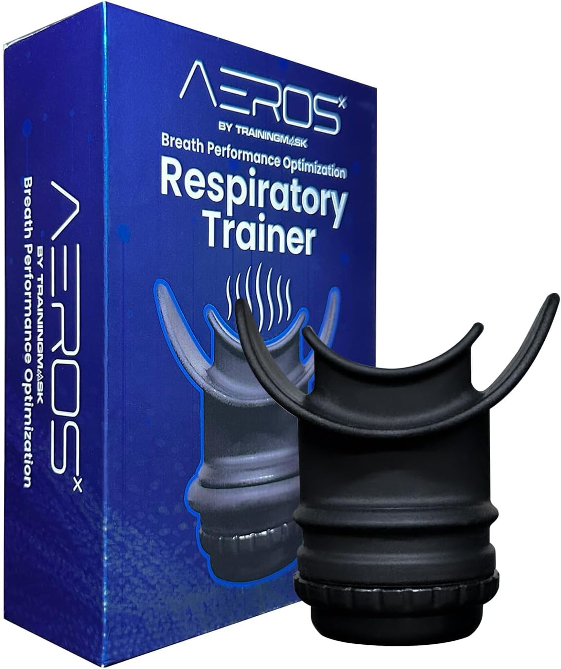 TRAININGMASK AEROSx Breathing Muscle Trainer | Breath Resistance Exerciser for General Fitness and Endurance Improvement (Black)