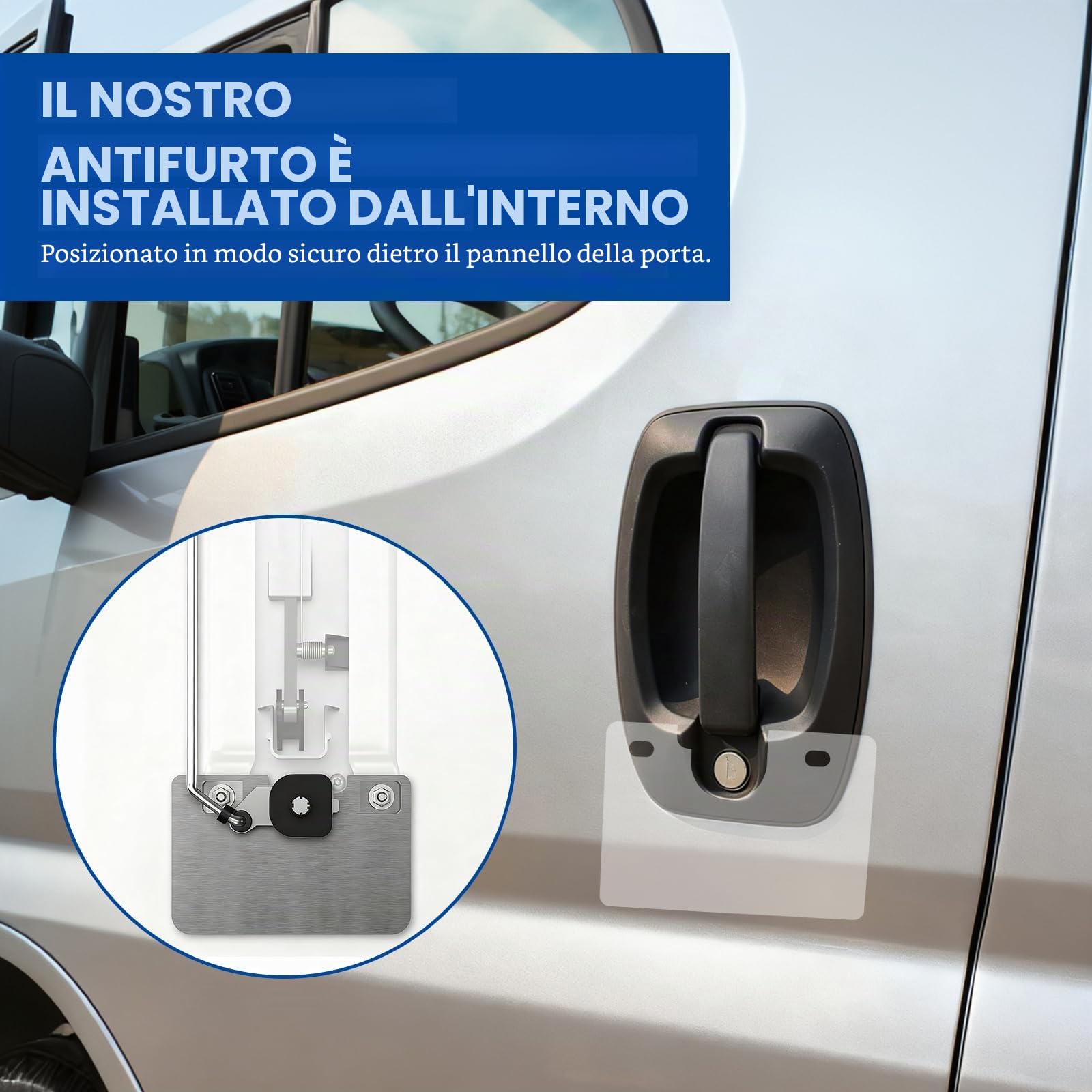 Blocco di sicurezza per portellone per Fiat Ducato, Jumper, Boxer X250 X290 H1/H2/H3 – Dispositivo antifurto con perno ribaltabile, accessorio per camper