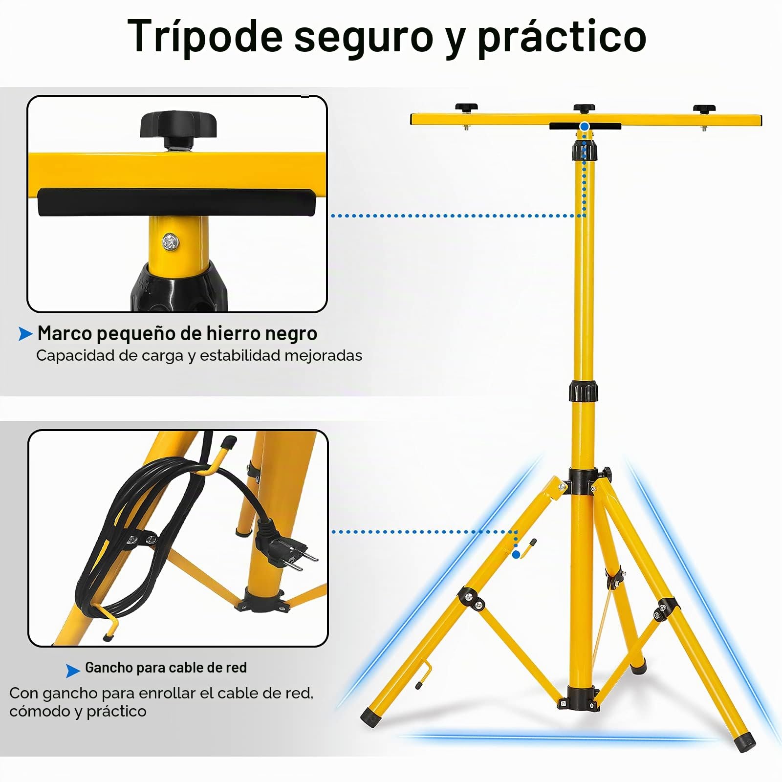 Froadp 2x200W Proyector Doble LED Con Trípode, Foco LED Portatil Luz de Trabajo, aluminio, con cable de 3 m y enchufe de la UE, Apto Para Interior y Exterior (Blanco Frio)